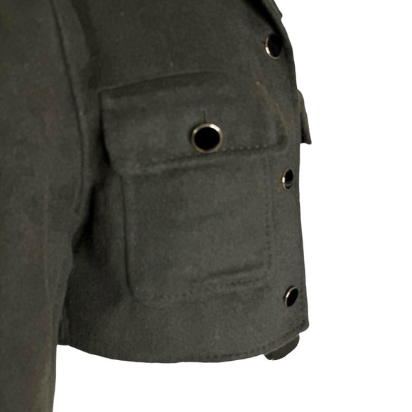 HOUSE OF HARLOW 1960 Wool Blend Cropped Jacket Olive Green Size S - Picture 6 of 11